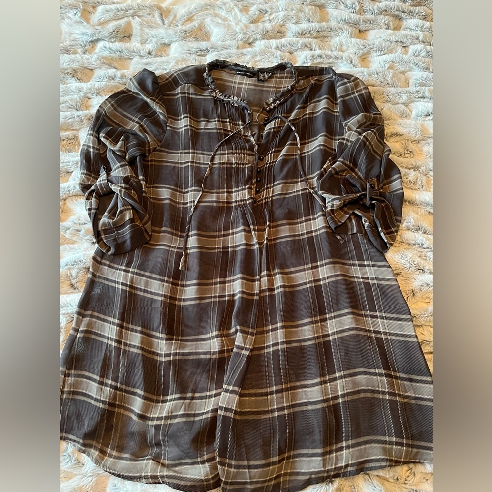 Sheer plaid blouse